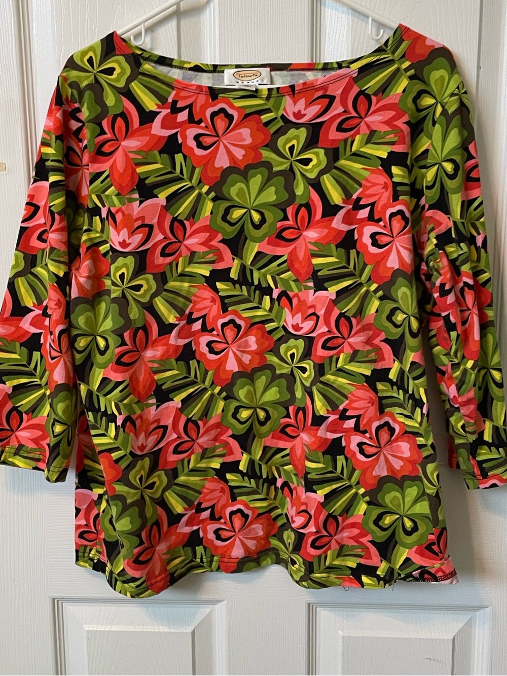 Talbots tropical floral 3/4 sleeve top 1x